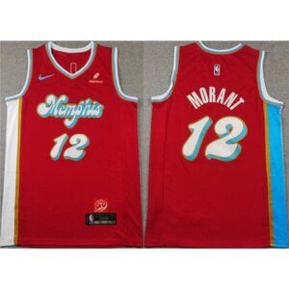 Youths Kids Mens 12 Ja Morant Red City Stitched Jersey